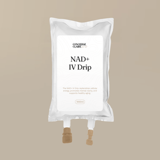 NAD+ IV Drip packaging for replenishing energy, promoting mental clarity, and supporting healthy aging.