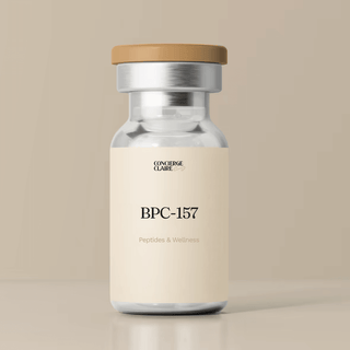 BPC-157 healing peptide bottle for tissue repair and inflammation reduction, promoting gut lining health.
